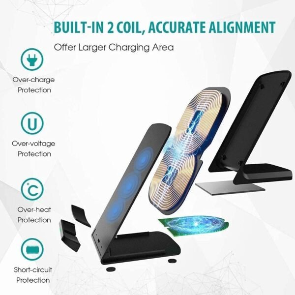 Wireless Charger 20W Max Fast Wireless Charging Stand Compatible With Iphone 14 15 16 Pro Max/13 Pro/12/11/Xs Max/Xs/Xr/8, Samsung Galaxy S24/S23/S22/S21/S20/Note 20 And More...