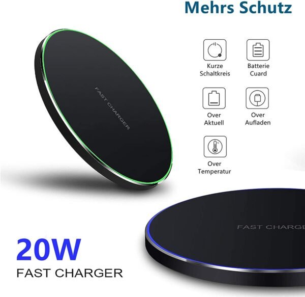 Wireless Charger Fast Wireless Charging Pad 20W Max Compatible With Iphone 11 12 13 14 15 16 Pro Max/Pro/Xr/Xs/8 Plus,Galaxy S24/S23/S22/S21/S20/Note 20/10, Airpods Pro Etc. (No...