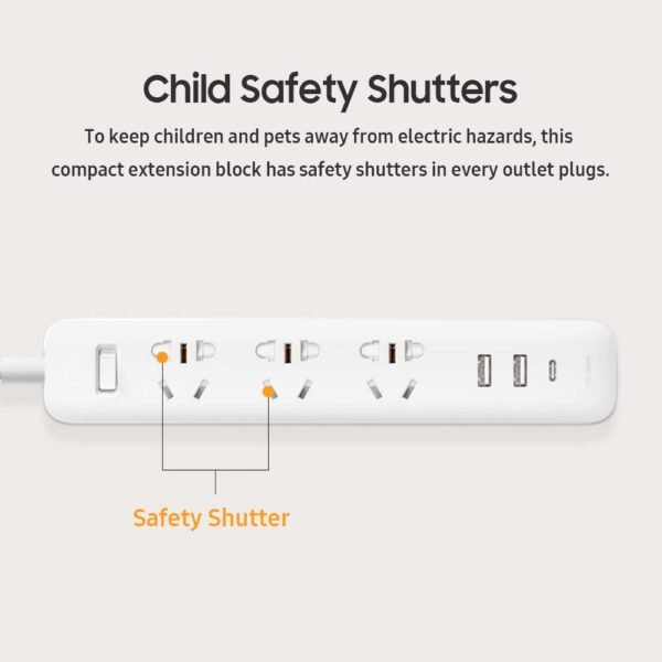 Xiaomi Power Strip 3Xusb (2A1C) Surge Protector 20W Usb-C Fast Charging Power Board Usb Socket Extension Cord Overload Protection