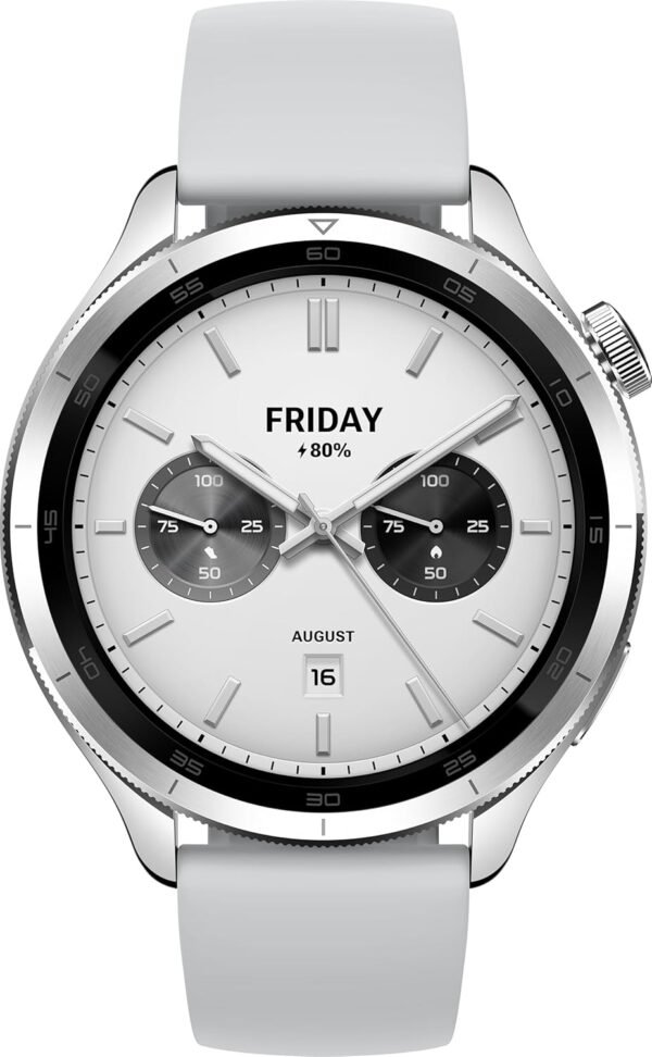 Xiaomi Watch S4 Silver - 1.43 Inch Amoled, 2200 Nits, 15 Day Battery, 5Atm Waterproof, Heart Rate &Amp; Spo₂ Sensor, Bluetooth 5.3, Aluminium Case