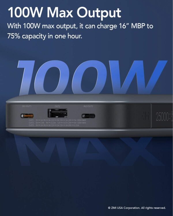 Xiaomi Zmi No.20 210W 25000Mah Usb Pd Power Bank Qb826G, Backup Battery For Macbook/Macbook Pro/Pixelbook/Nintendo Switch