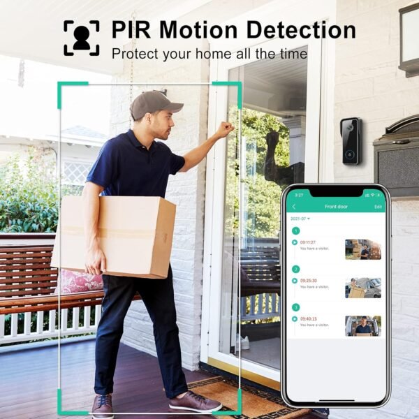 Xtu Doorbell Camera With Chime - No Subscribe Video Doorbell - Two-Way Audio - Pir Motion Detection - Ip66 Waterproof - Anti-Theft Alarm - Night Vision - 2.4Ghz Wi-Fi - Sd/Cloud...