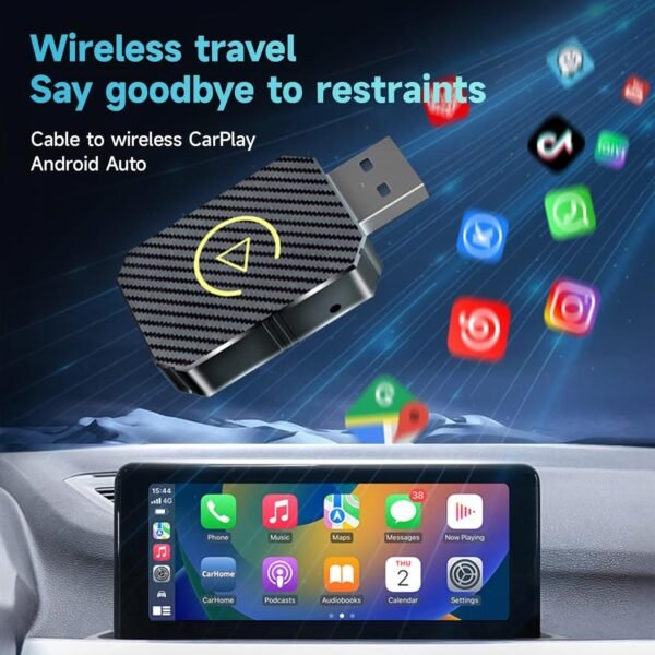 Zvcxoe Wireless Carplay Adapter For Iphone Ios 9+ And Android Auto, 2-In-1 Carplay Box For Wired Carplay Cars, Plug And Play, Mini Usb Adapter With Usb-C And Usb-A Cables, Black