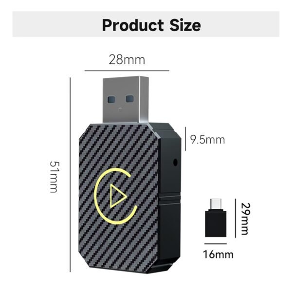 Zvcxoe Wireless Carplay Adapter For Iphone Ios 9+ And Android Auto, 2-In-1 Carplay Box For Wired Carplay Cars, Plug And Play, Mini Usb Adapter With Usb-C And Usb-A Cables, Black