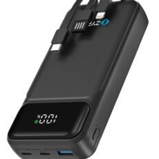 ZYRON 20000mAh Power Bank, 22.5W Dual USB-C Portable Charger, Fast Charging PD3.0 QC4.0, LED Display Battery Pack with Built in Cables, 20W Powerbank for iPhone, 18W S23/S22...