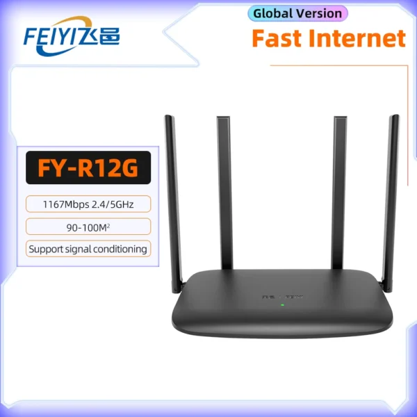 FEIYI AC2100 Wifi Router Dual Band Gigabit 2.4G 5.0GHz 2034Mbps Wireless Router Amplifier Wifi Signal Repeater Home Internet - AU PLUG - FY-R12G