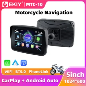 EKIY 5.0 inch Wireless CarPlay Moto Android Auto Portable Digital Motorcycle Dashboard GPS Navigation Display Screen Monitor