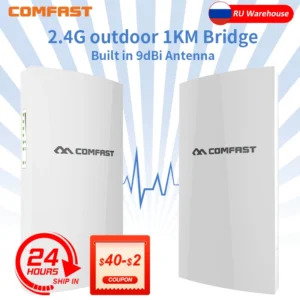 COMFAST CF-E130N 1KM 300Mbps 2.4Ghz Outdoor Mini Wireless AP Bridge WIFI CPE Access Point 9dBi WI-FI Antenna Nanostation Router - 1pcs