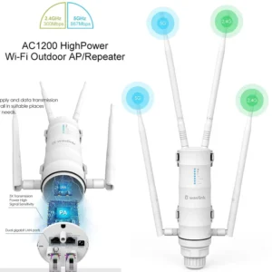 Wavlink AC1200 wifi repeater Long Wi-Fi range extender,Dual Band Point with Active/Passive PoE AP Wifi Signal booster Antennas