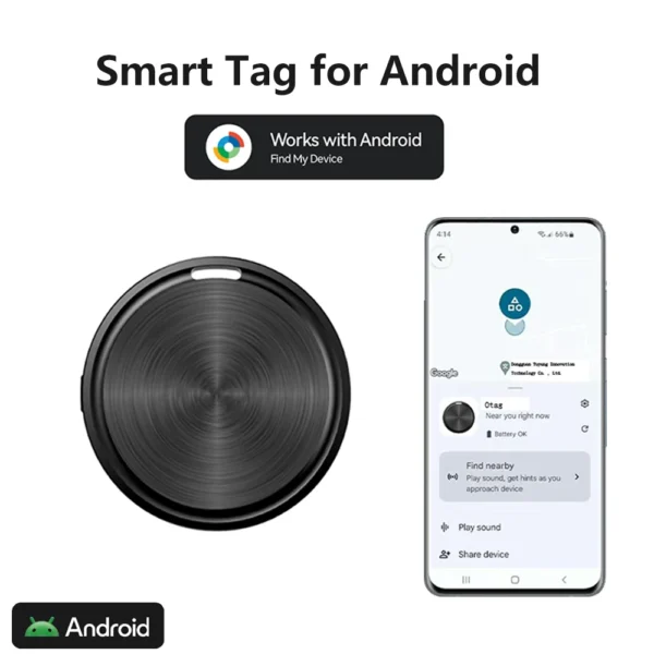Mini Tracker Bluetooth Works With Google Find My Device App Smart Tag Locator Tracking Global Positioning Anti-lost For Android